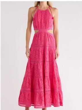 Alice + Olivia | Dresses | Alice Olivia Arista Halterneck Accordion Pleat Maxi  Dress In Lavender Size 2 | Poshmark